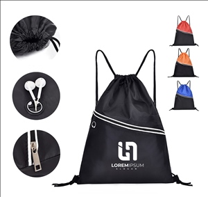 Oxford Cloth & Polyester Drawstring Bag with Zipper Pocket